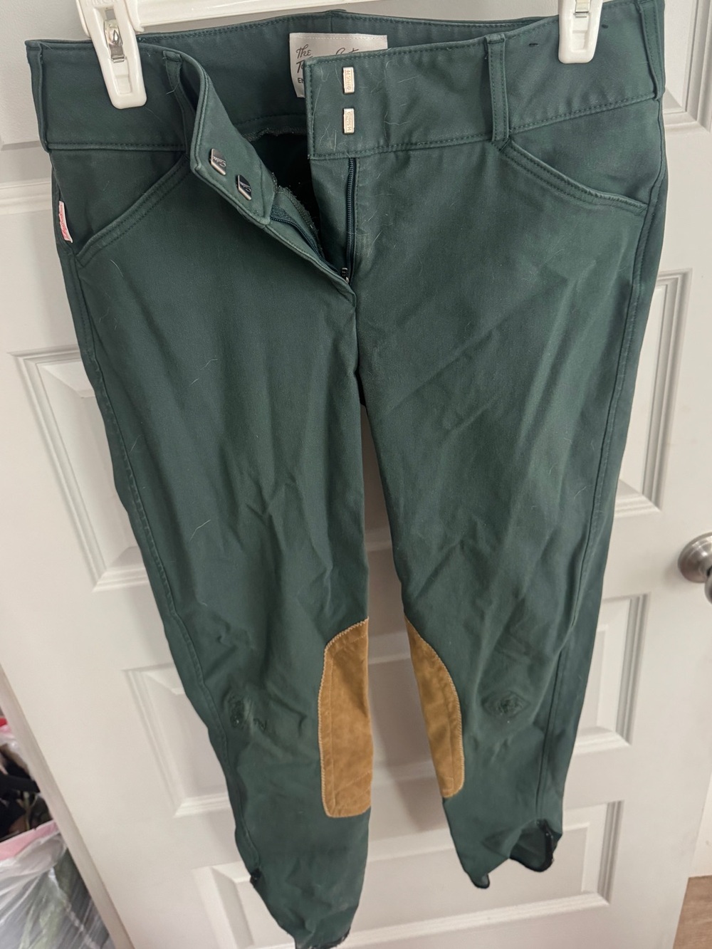 Tailored Sportsman Dark Green Equestrian Breeches with Suede Knee Patches